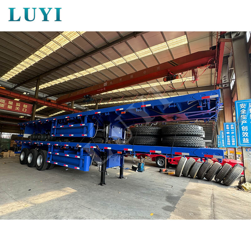 3 axlad 4 Fot 50 Ton Flak Semi Trailer till salu