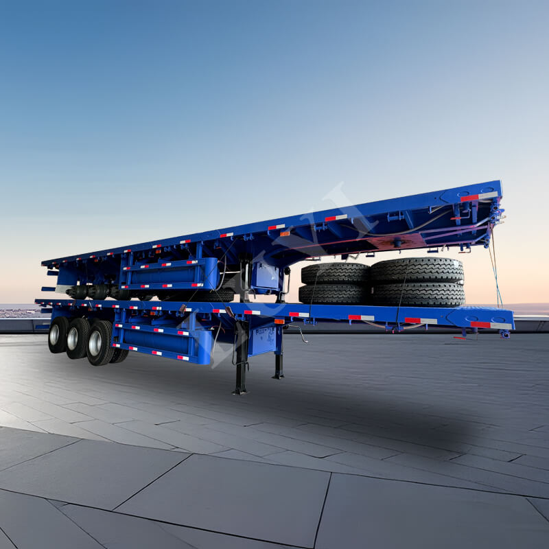 3 axlad 50 Ton Flak Semi Trailer till salu