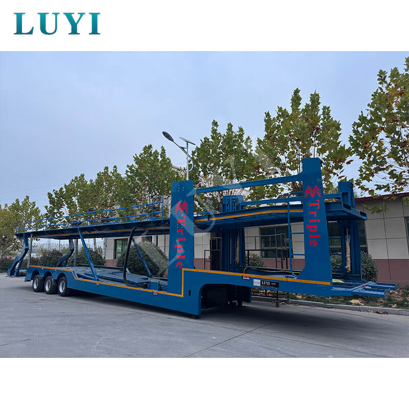 3-axlad semitrailer för biltransport, 17-meters containersläp