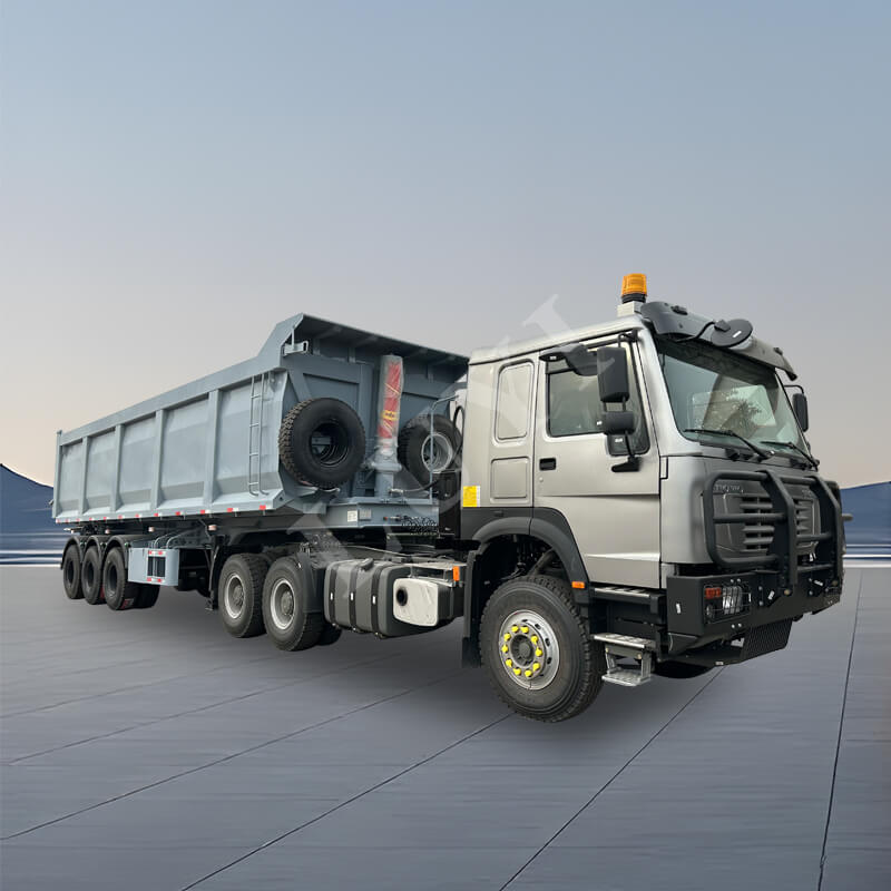 3-axlad U-formad sidotippande dumper lastvagn