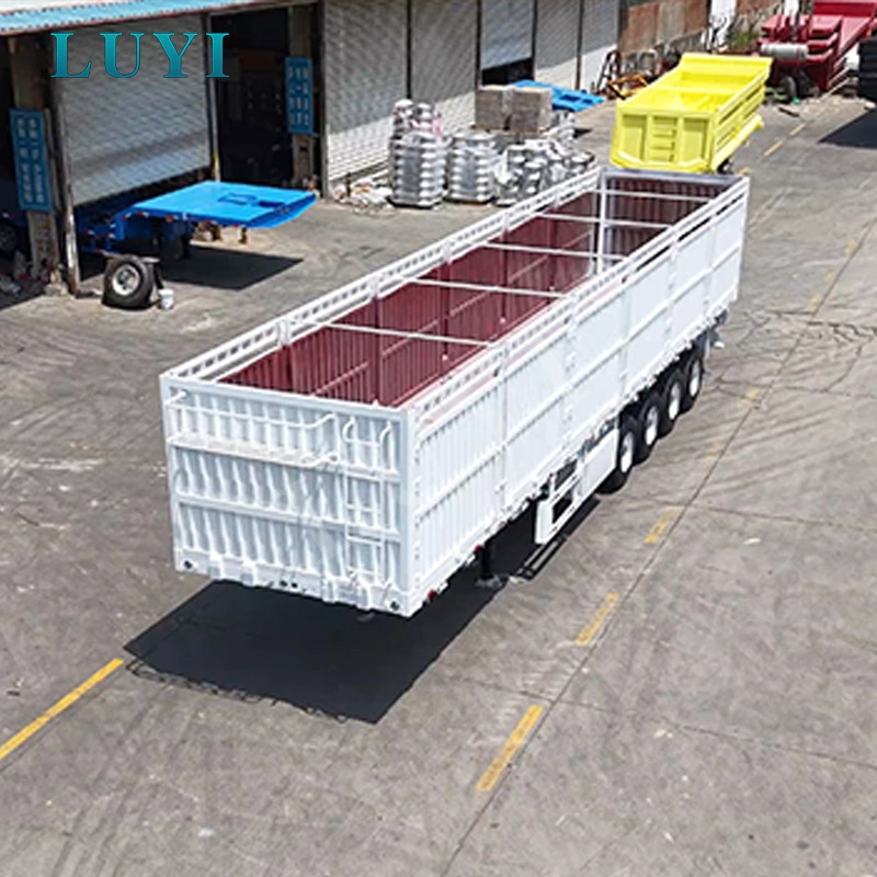 4 axlad 80 ton högt stängsel semitrailer för bulklast och containertransport