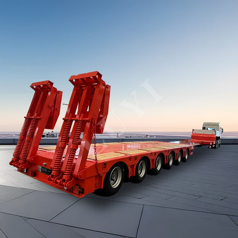 6-axlad släpvagn, 80-tons, 100-tons, 120-tons svanhals, infällbar lågbäddsvagn