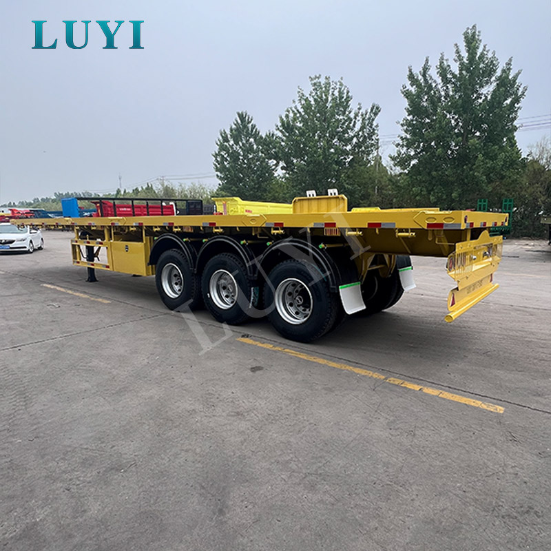 Heavy Duty 4-axlig 80T flak semitrailer för container, maskiner och tung lasttransport