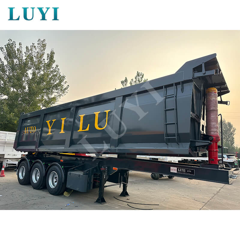 LUYI 3-axlig 80-tons Hydraulisk semitrailer med baktipp