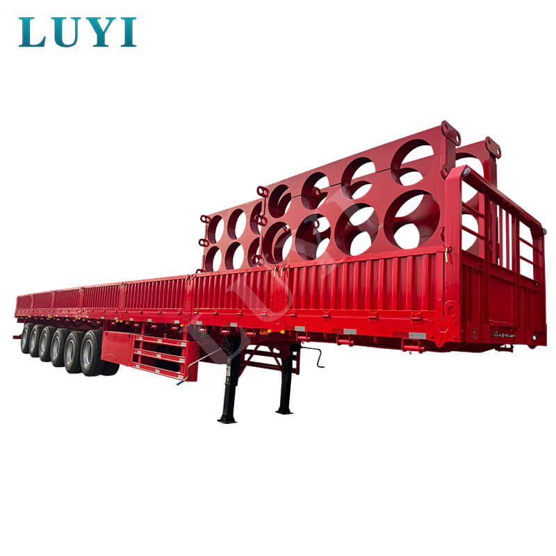 LUYI 6-axlig 15,5-meters 80-100 ton 40-fots sidovägg semitrailer,