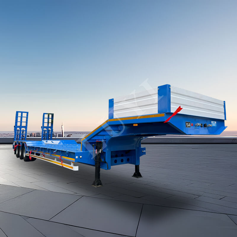 Treaxlad lågbäddspåhängsvagn med en lastkapacitet på 40-80 ton Treaxlad lågbäddspåhängsvagn med en lastkapacitet på 40-80 ton