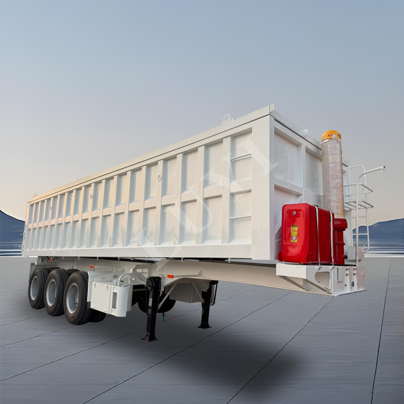 Treaxlad rektangulär U-formad 60-tons semitrailer med tippning bak