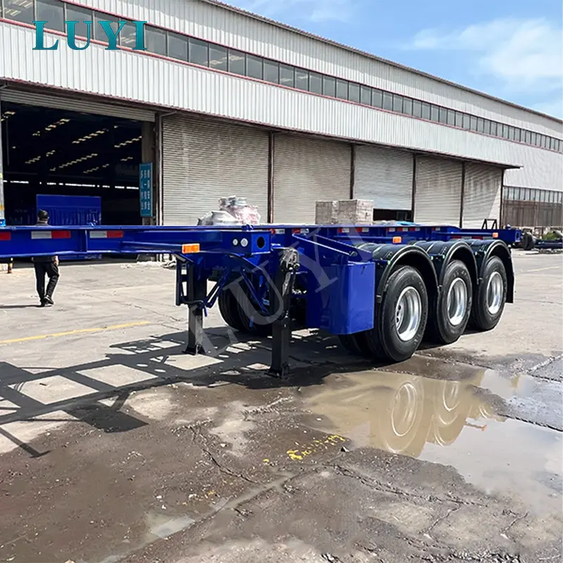 Tri Axle Flatbed Semi Trailer för container-, maskin- och tunglasttransport