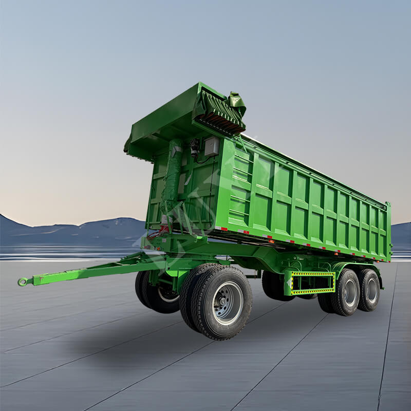 Tvåaxlig rektangulär 30/50 kubik semitrailer för lossning bak