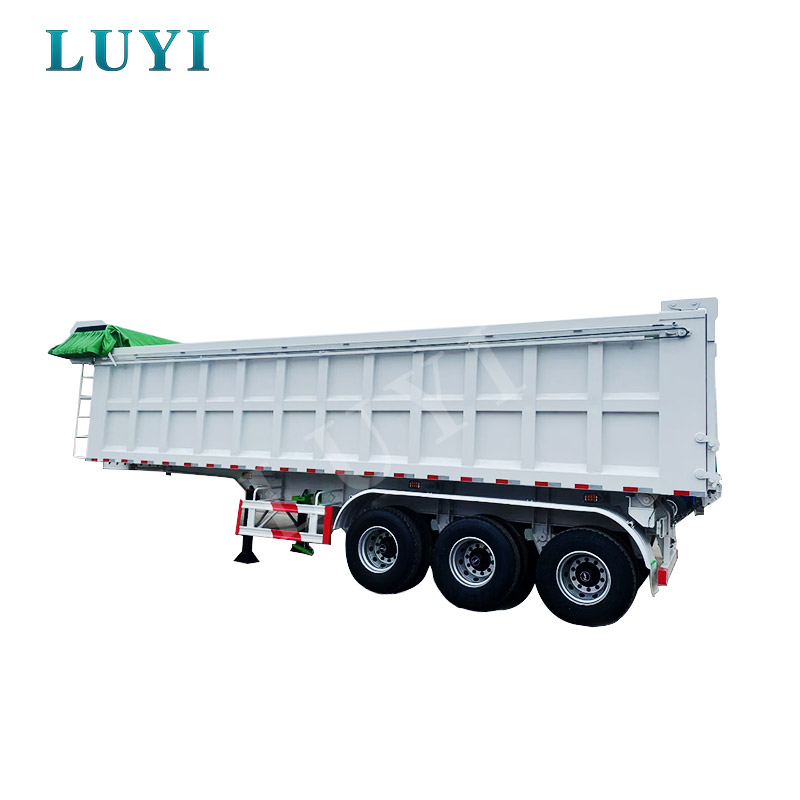 Vit 3-axlig Baktippande semitrailer